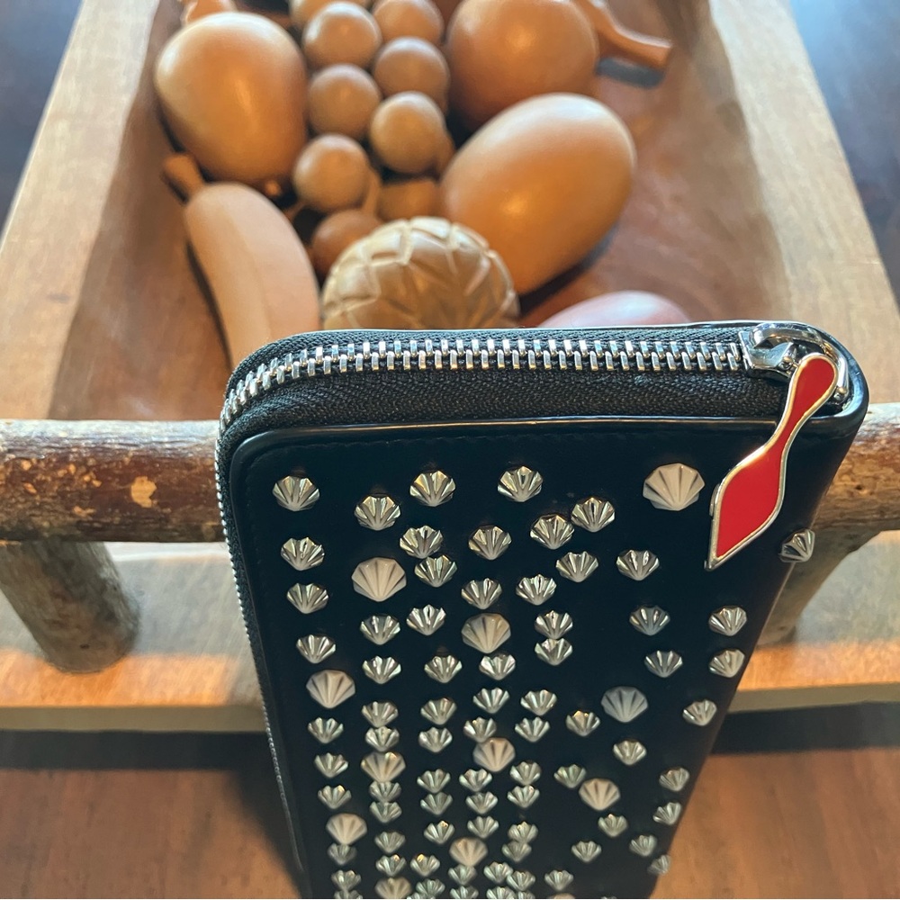 Christian Louboutin Black Studded Wallet AUTHENTIC - Picture 4 of 11